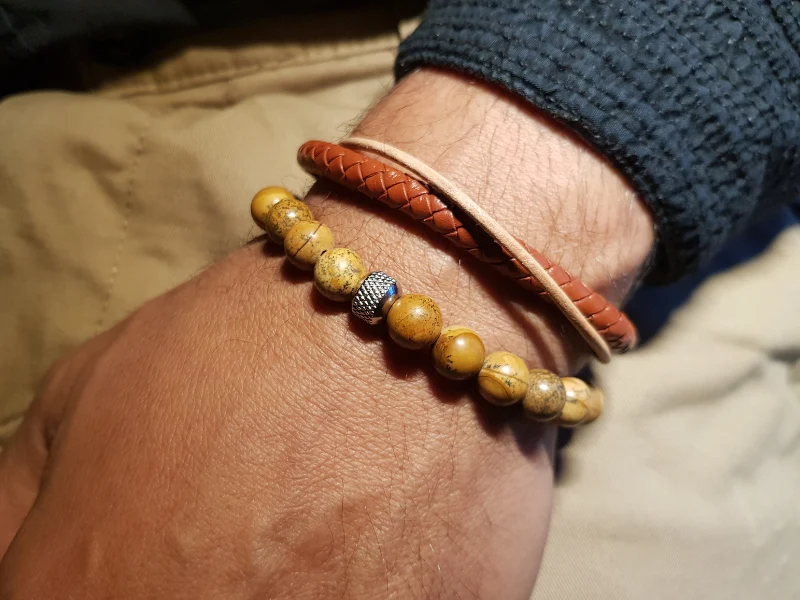 Duo de bracelets - Pierres naturelles & cuir véritable