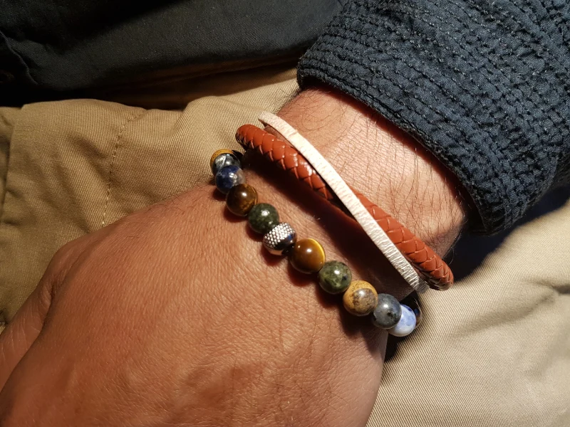 Duo de bracelets - Pierres naturelles & cuir véritable
