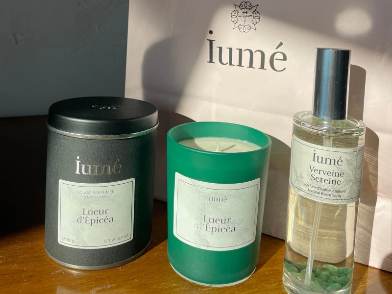 Ensemble bougie parfumée naturelle 180g et parfum d'ambiance 100ml