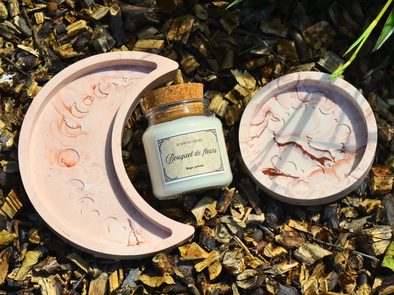 Bougie végétale et plateaux phases de la Lune