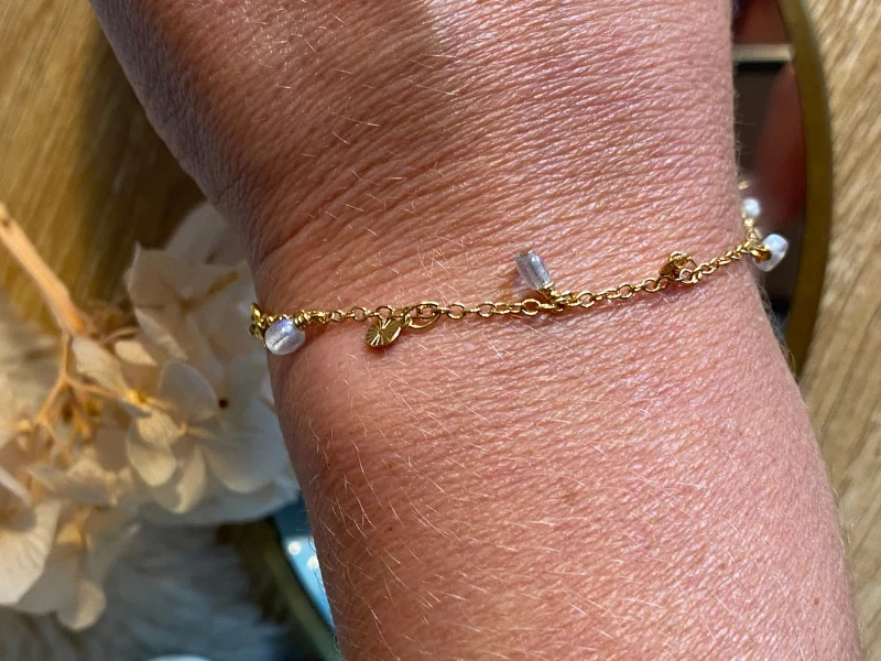 1 Bracelet Joe en Pierres naturelles Doré à l'or fin 24 carats