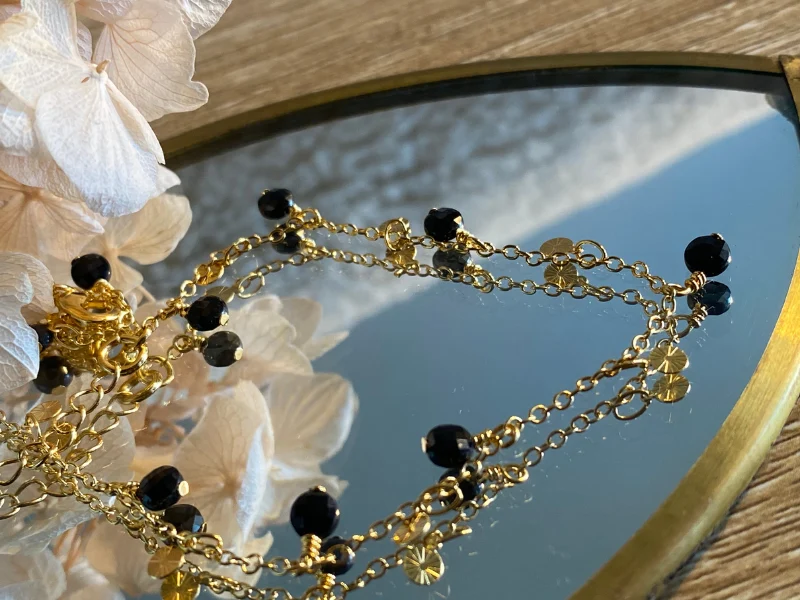 1 Bracelet Joe en Pierres naturelles Doré à l'or fin 24 carats