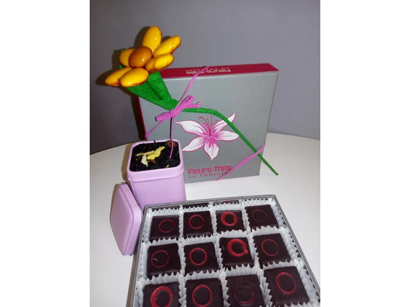 Triptyque gustatif fleur, thé et chocolat au thé