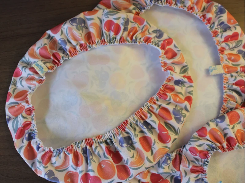 Lot sac à pain en tissu bio et 5 charlottes couvre plat