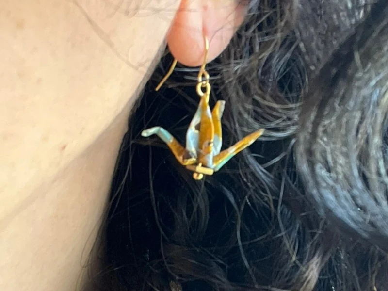 Boucles d'oreille origami en papier japonais