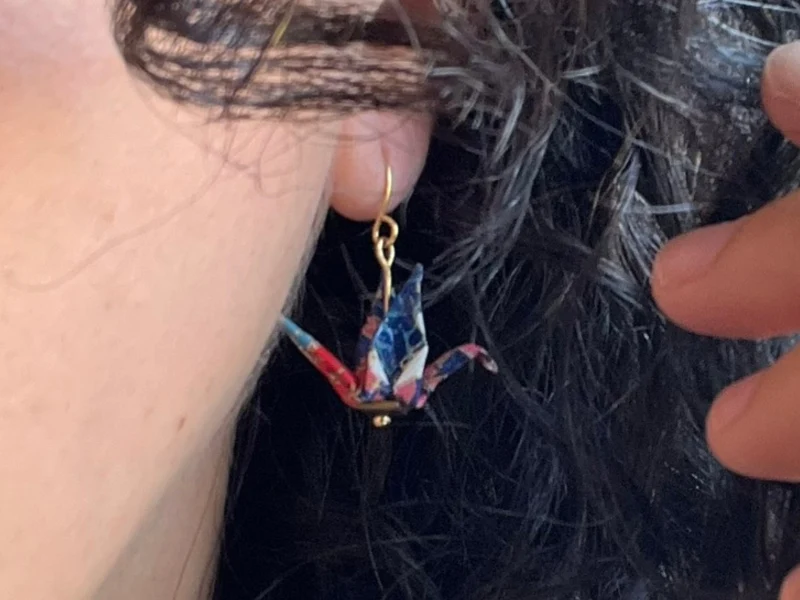 Boucles d'oreille origami en papier japonais