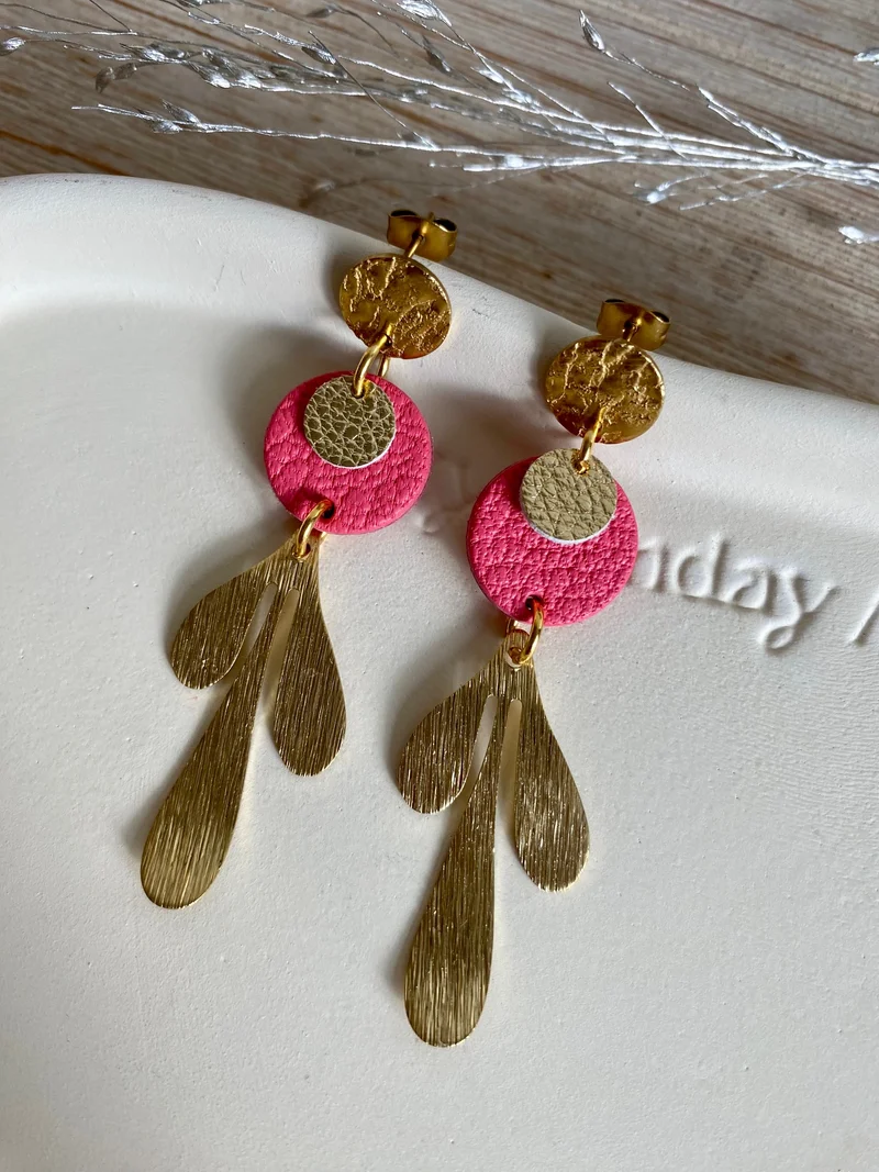 Boucles d'oreilles "Feuilles" en cuir