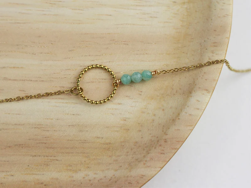 1 Bracelet cercle et pierre naturelle en acier inoxydable