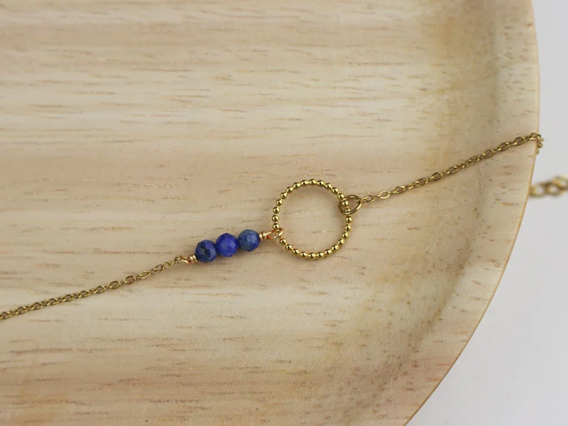 1 Bracelet cercle et pierre naturelle en acier inoxydable