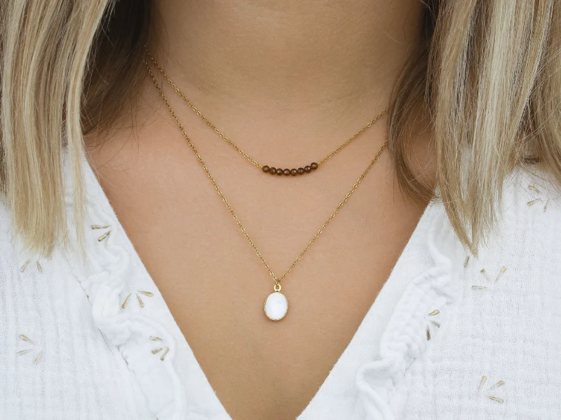 Collier double rang et pierres naturelles