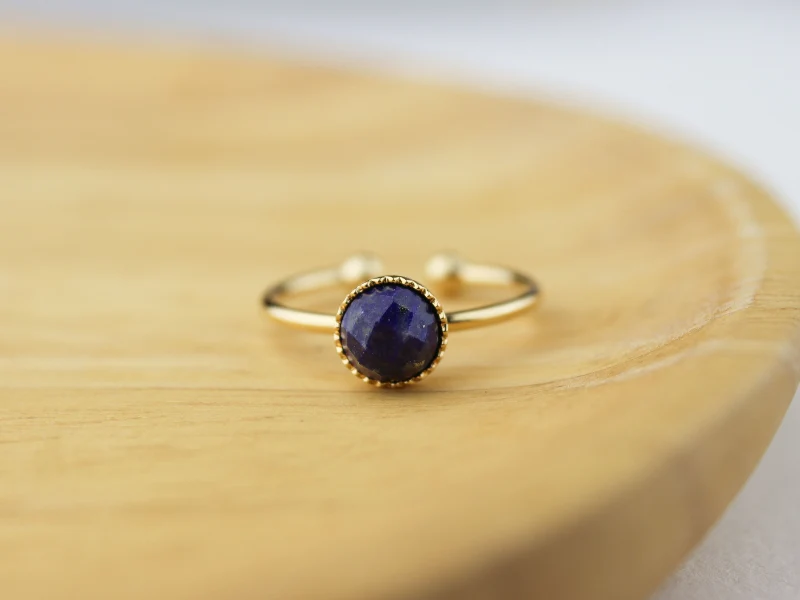 Bague plaqué or et pierre fine