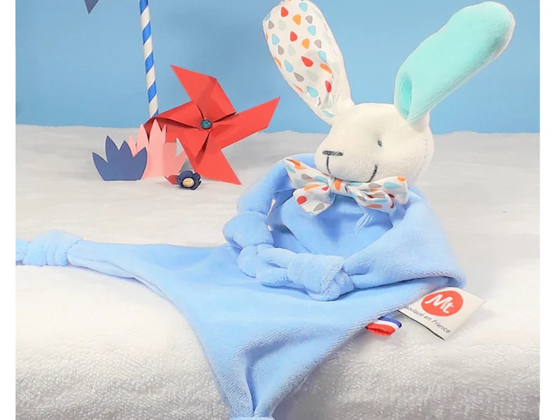 Doudou lapin noeud pap'