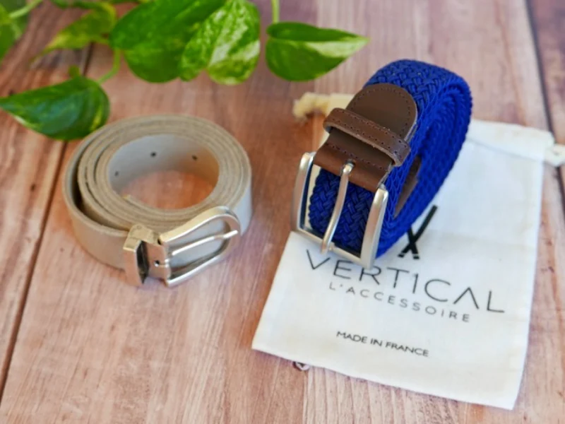 Lot de deux ceintures : 1 ceinture cuir et 1 ceinture tressée
