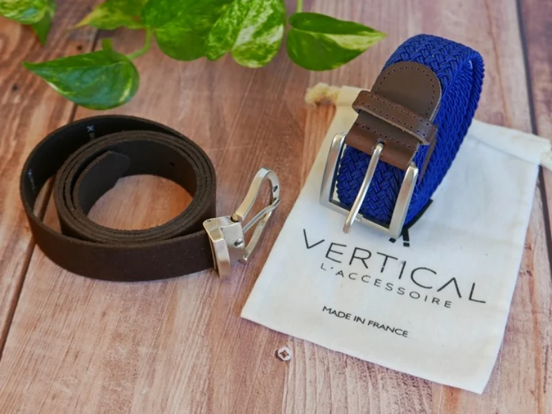 Lot de deux ceintures : 1 ceinture cuir et 1 ceinture tressée