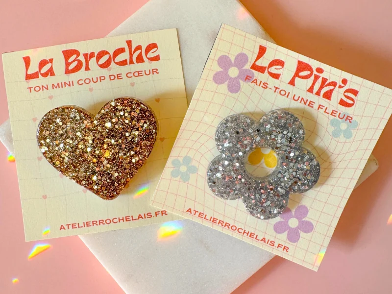 Coffret Duo Broche Cœur et Pin’s Fleur