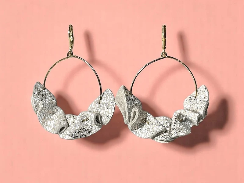 Boucles d'oreilles dorées en cuir Salsa