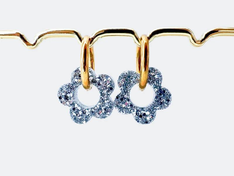 Boucles d'oreilles Fleurs Pailletées