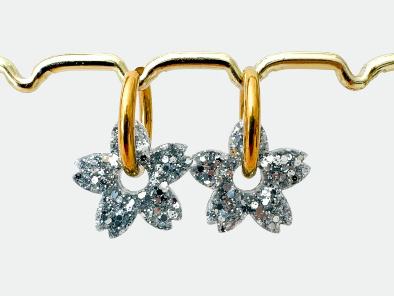 Boucles d'oreilles Fleurs Tiaré Pailletées