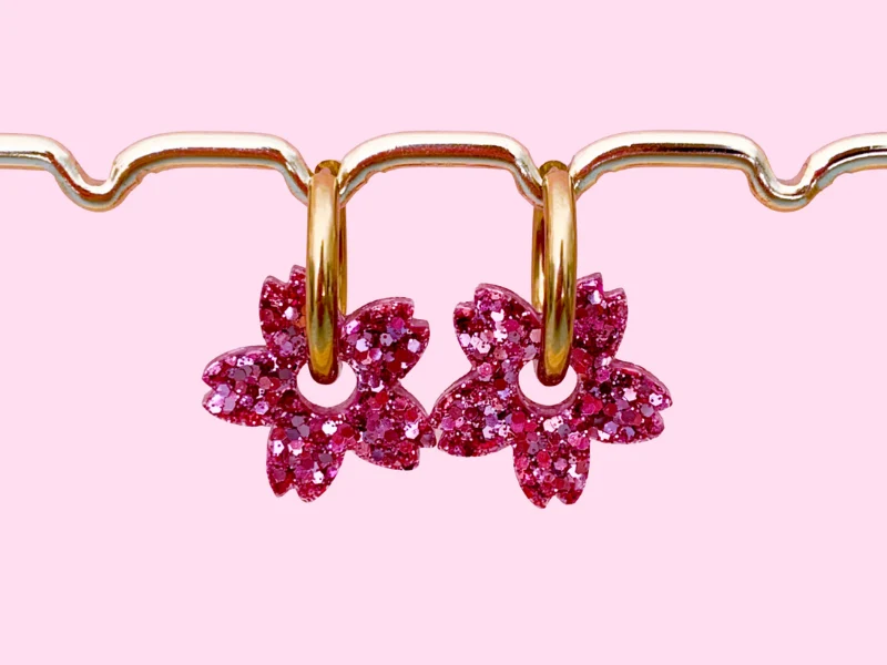 Boucles d'oreilles Fleurs Tiaré Pailletées