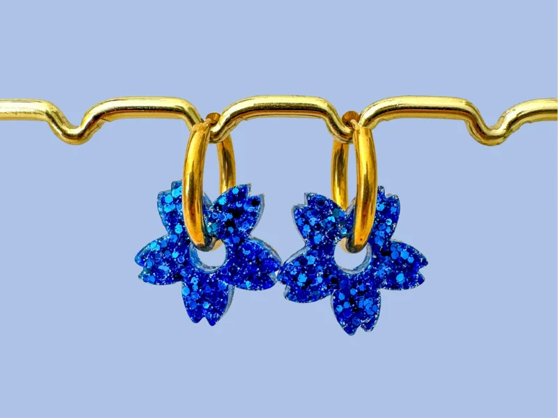 Boucles d'oreilles Fleurs Tiaré Pailletées