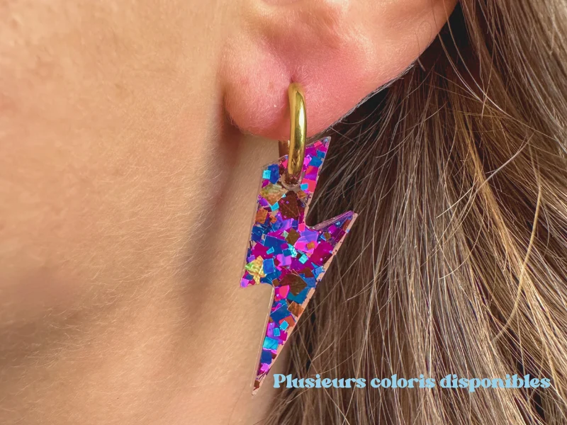 Boucles d'oreilles Eclairs Pailletées