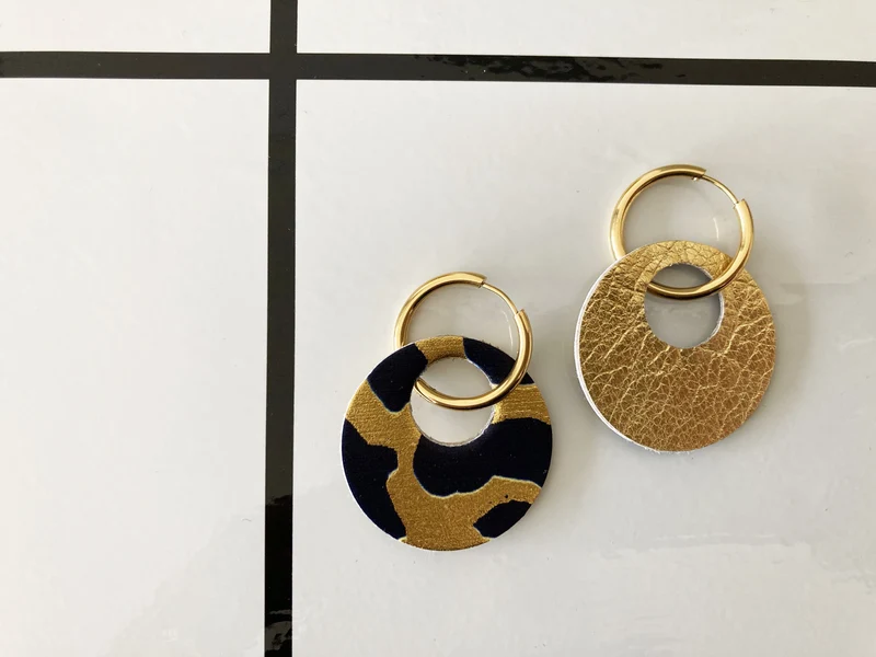 Boucles d'oreilles rond en cuir