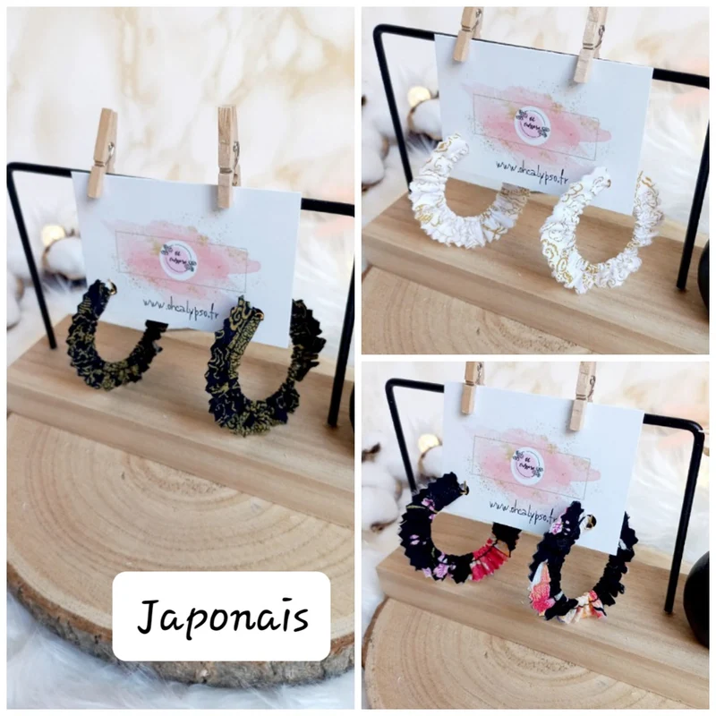 BOUCLES D'OREILLES SOLEIL INTERCHANGEABLES EN TISSU