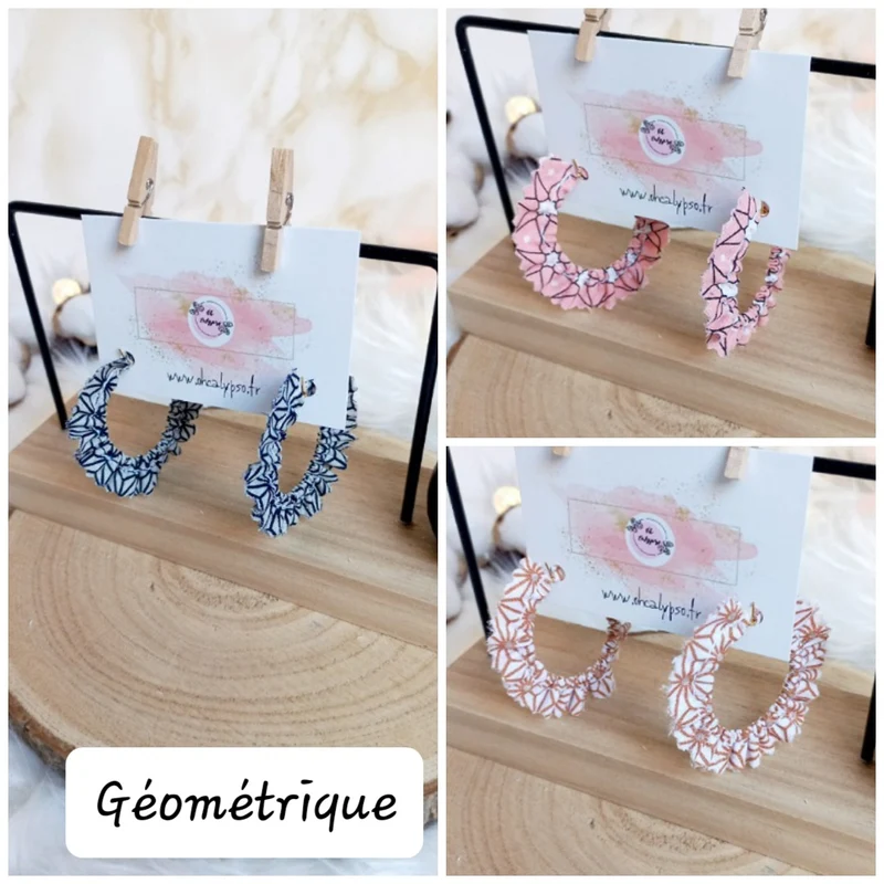 BOUCLES D'OREILLES SOLEIL INTERCHANGEABLES EN TISSU