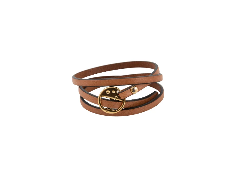 Bracelet Lanière en cuir fermoir doré