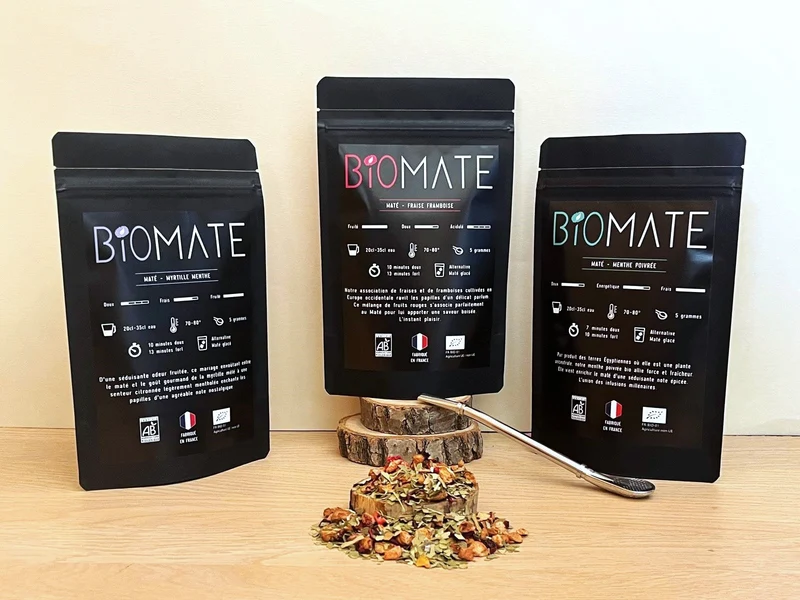 Coffret Multi Saveurs Maté Bio + Paille filtrante offerte (3 sachets de 50g, goûts personnalisables)