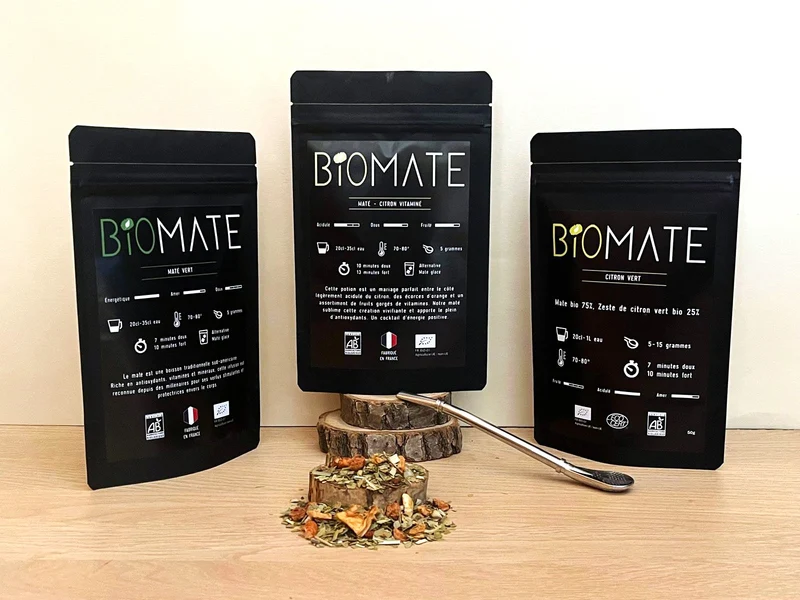 Coffret Multi Saveurs Maté Bio + Paille filtrante offerte (3 sachets de 50g, goûts personnalisables)