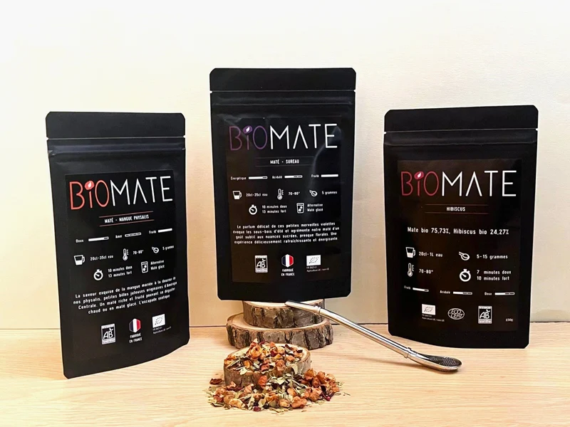 Coffret Multi Saveurs Maté Bio + Paille filtrante offerte (3 sachets de 50g, goûts personnalisables)