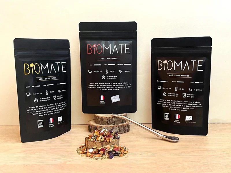 Coffret Multi Saveurs Maté Bio + Paille filtrante offerte (3 sachets de 50g, goûts personnalisables)