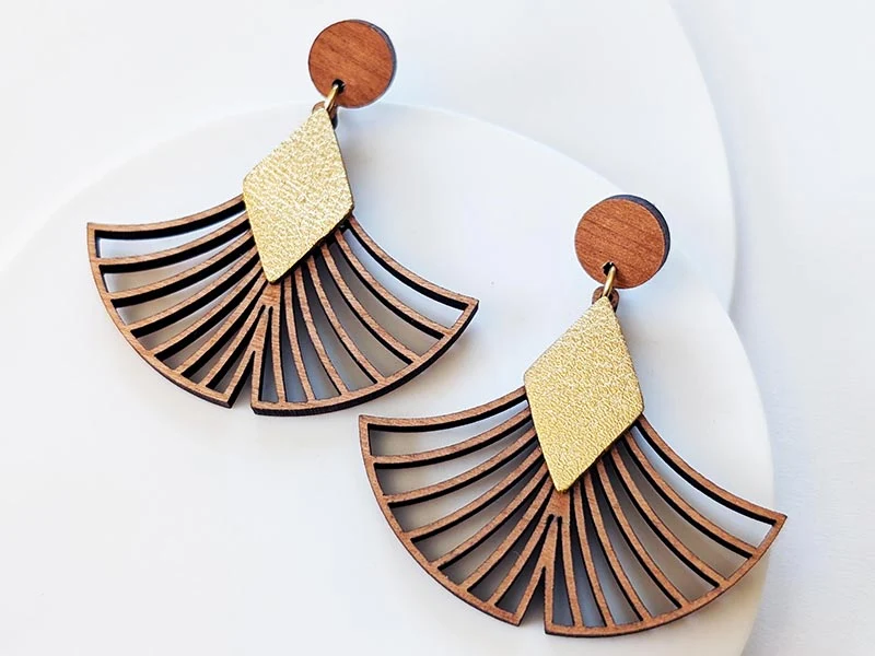 Boucles d'oreilles GINKGO en bois