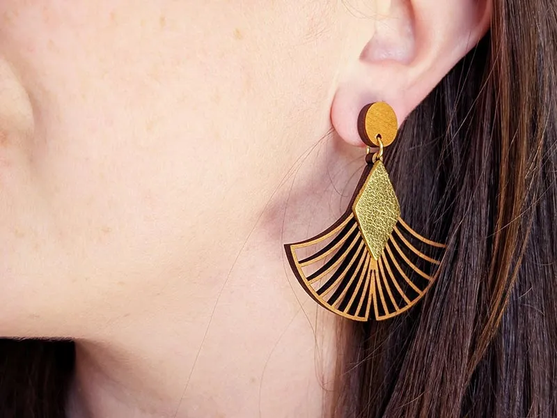Boucles d'oreilles GINKGO en bois