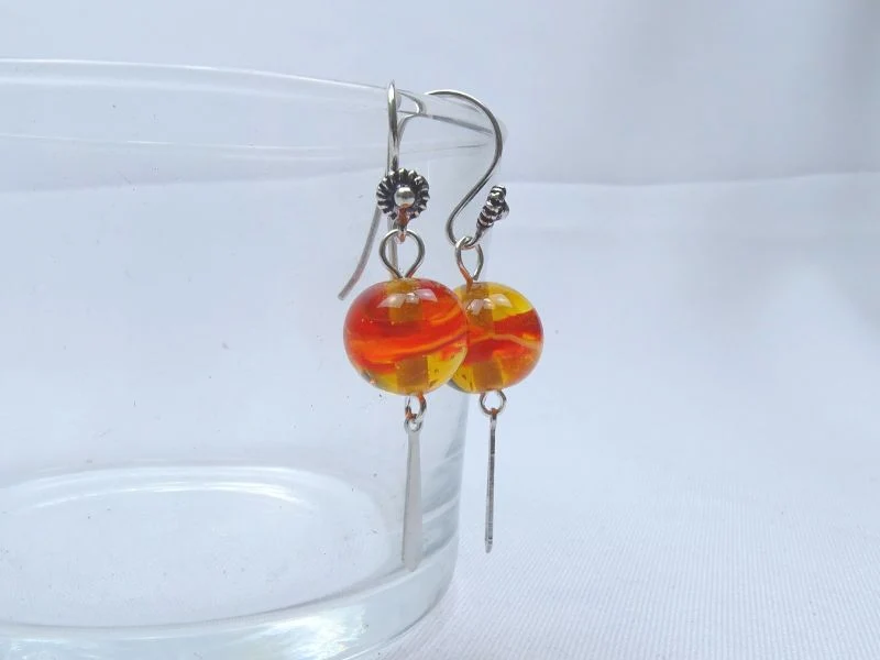Boucles d'oreilles en verre goutte