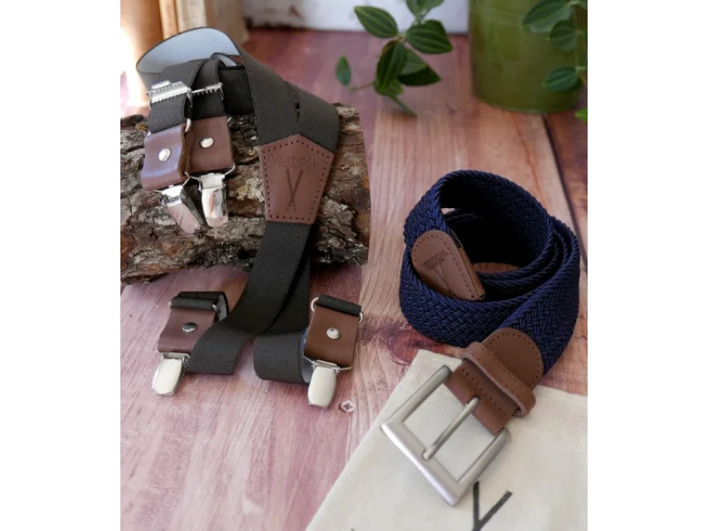 1 ceinture tressée & une paire de bretelles