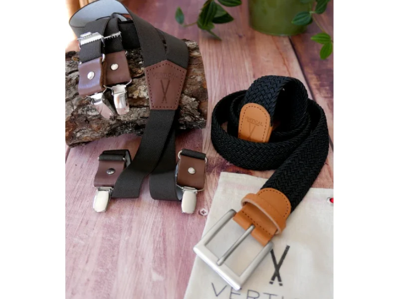 1 ceinture tressée & une paire de bretelles
