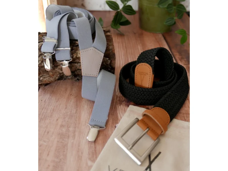 1 ceinture tressée & une paire de bretelles