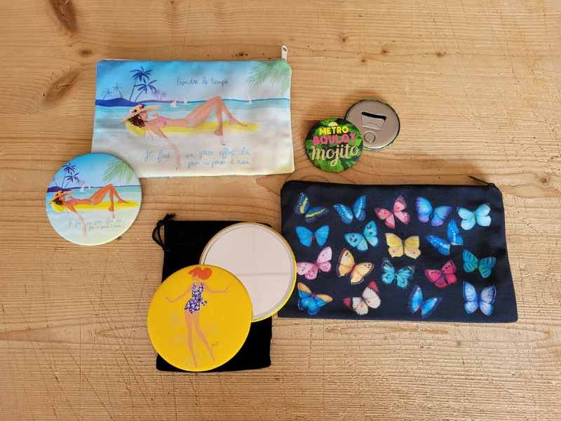 Pochette, miroir, magnet farniente