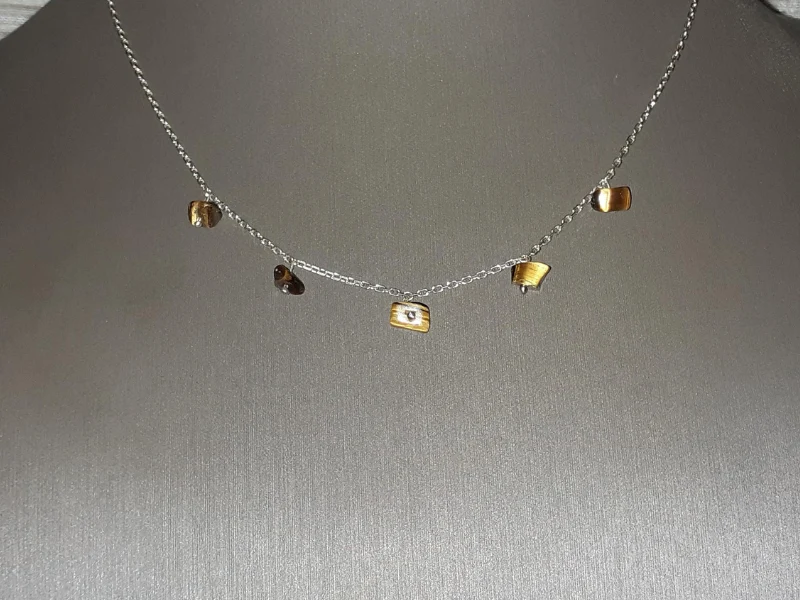Collier argent œil de tigre