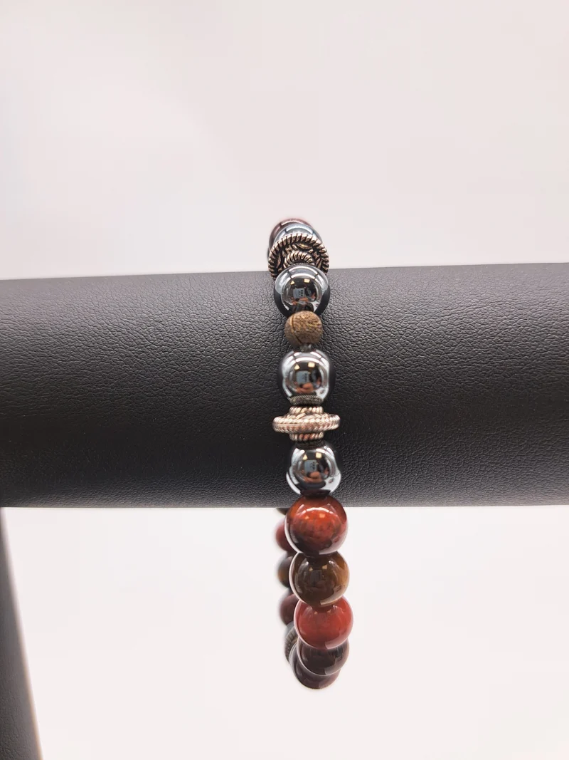 Bracelet en perles 8 mm- tonalité de marrons