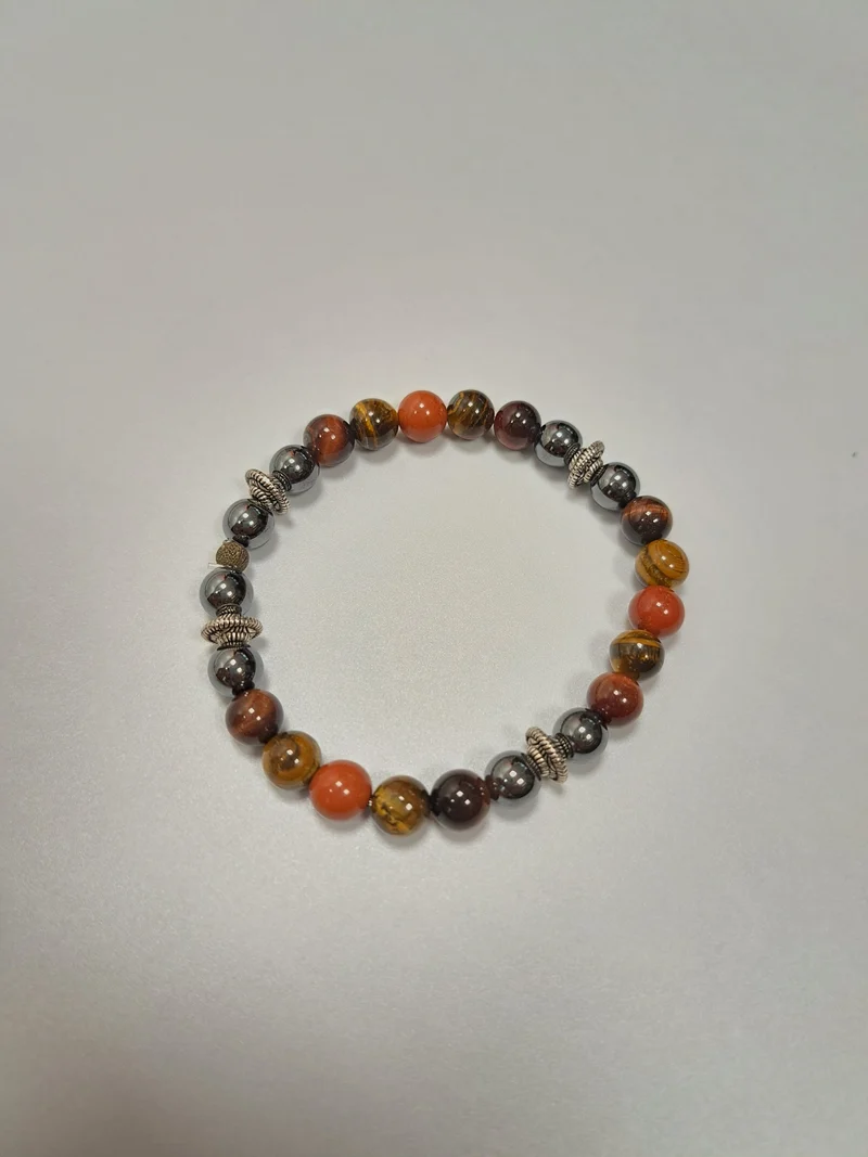 Bracelet en perles 8 mm- tonalité de marrons