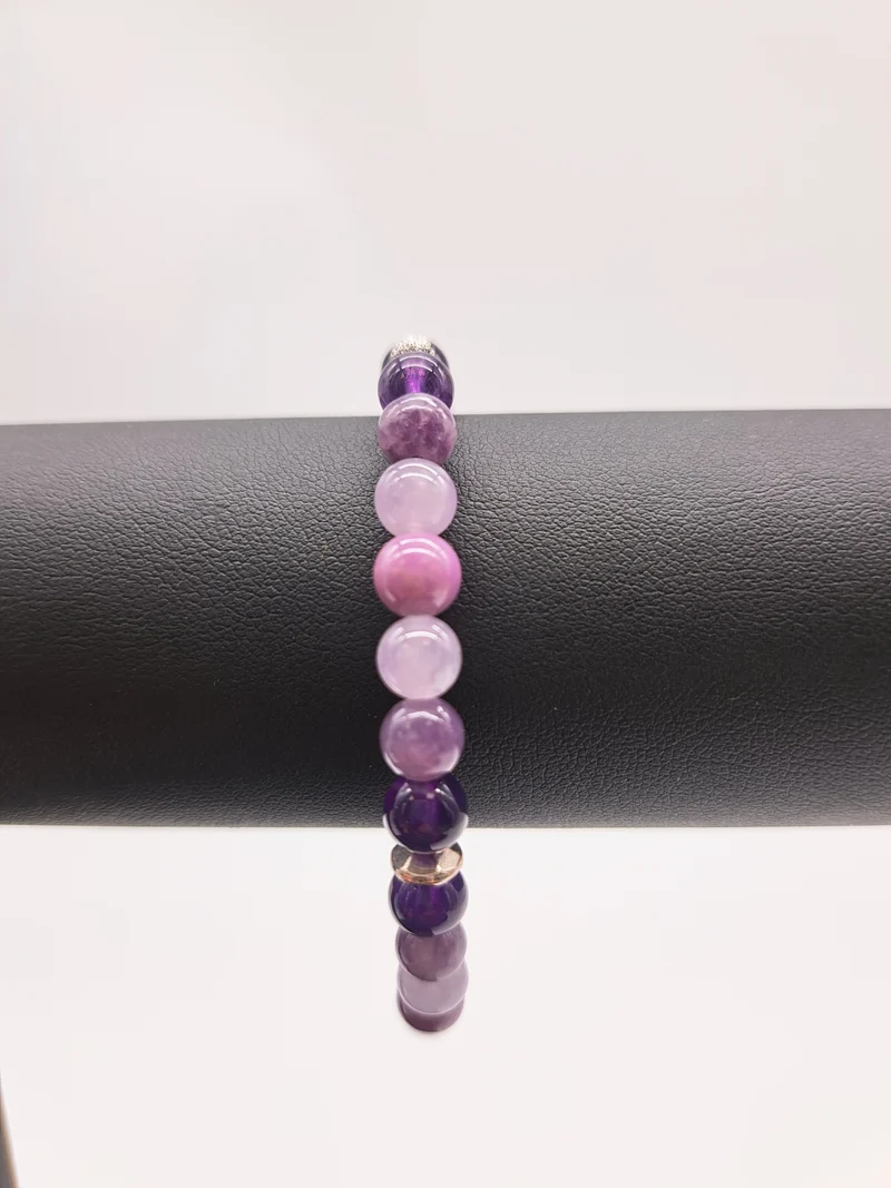 Bracelet en perles 6 mm- tonalité de violets