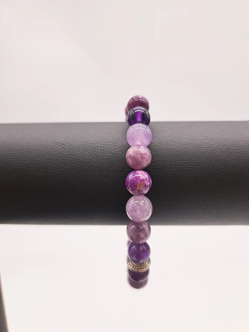Bracelet en perles 8 mm- tonalité de violets