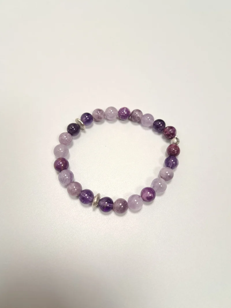 Bracelet en perles 8 mm- tonalité de violets
