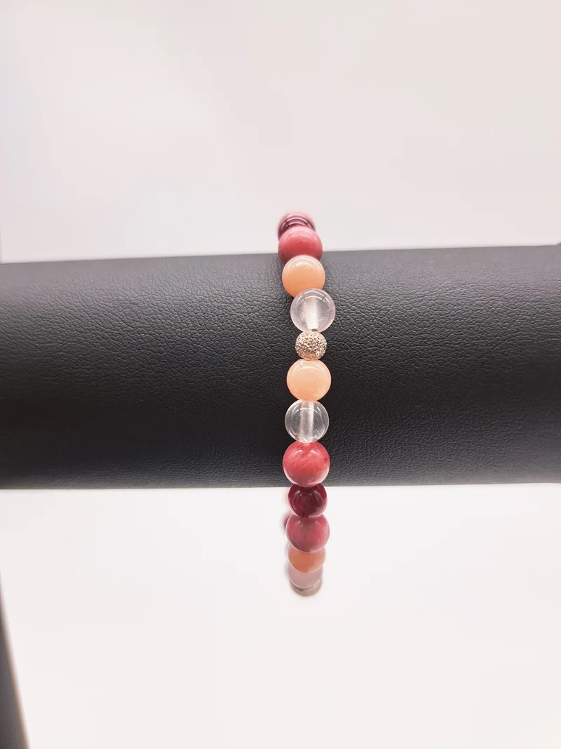 Bracelet en perles 6 mm- tonalité de roses