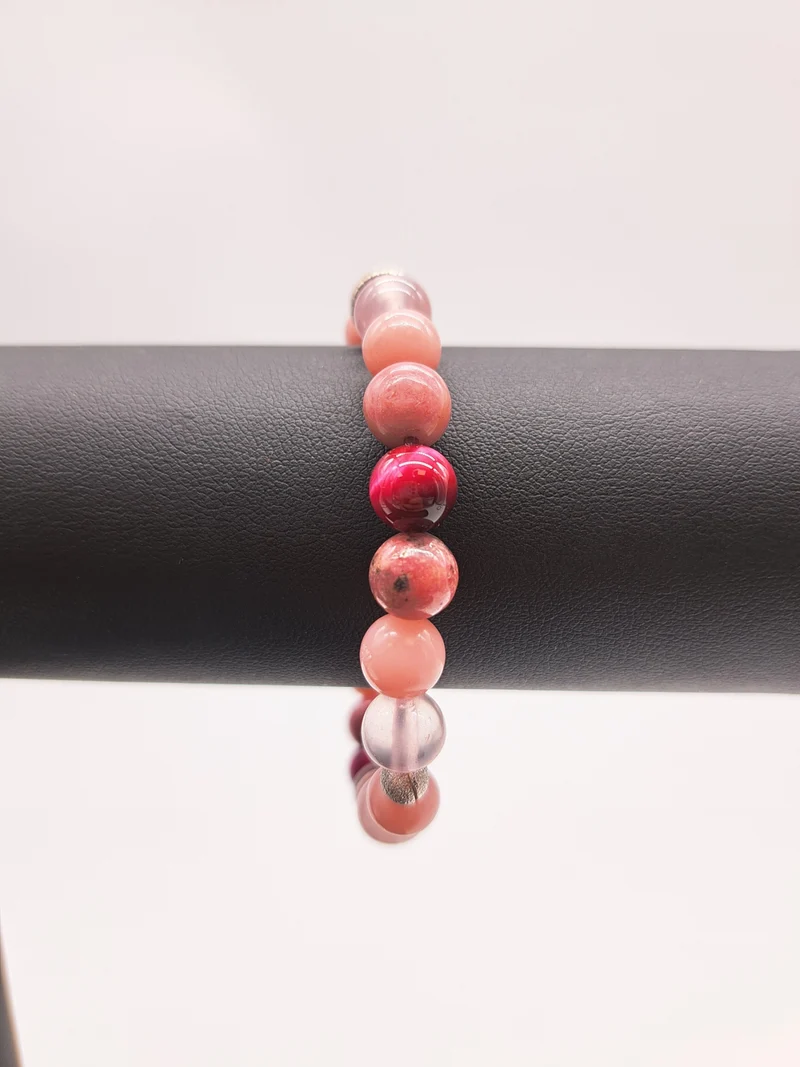 Bracelet en perles 8 mm- tonalité de roses