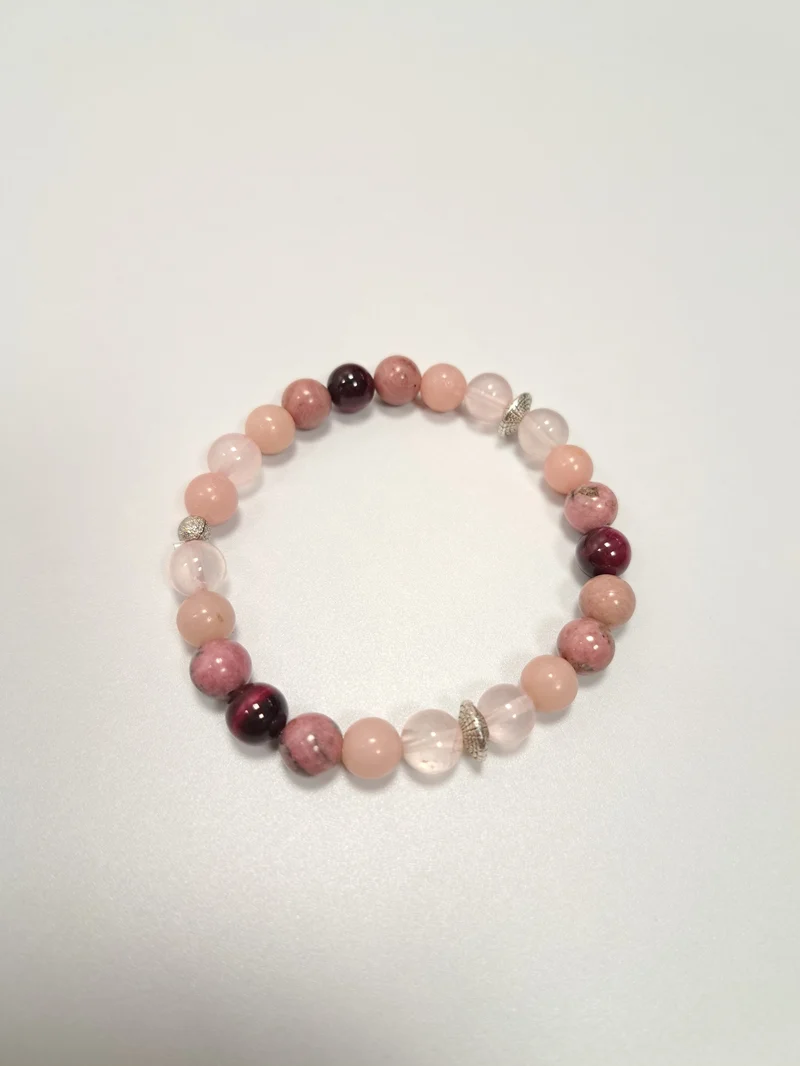 Bracelet en perles 8 mm- tonalité de roses