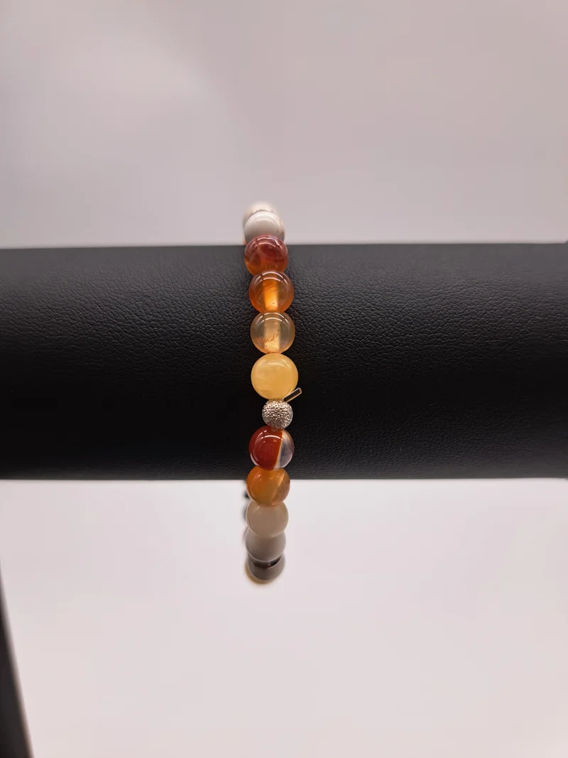 Bracelet en perles 6 mm - tonalité de jaunes et orangers
